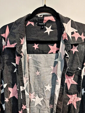 Torrid Star Print Denim Jacket Size 2